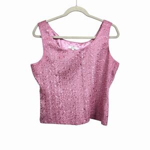 Dressbarn Women's Size 12 Pink Y2K Retro Textured Sleeveless Cropped Tank Top